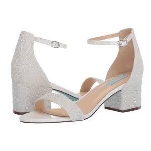 Betsey Johnson Womens Mari Heeled Sandal US 6.5 EU 37 White Rhinestone NIB